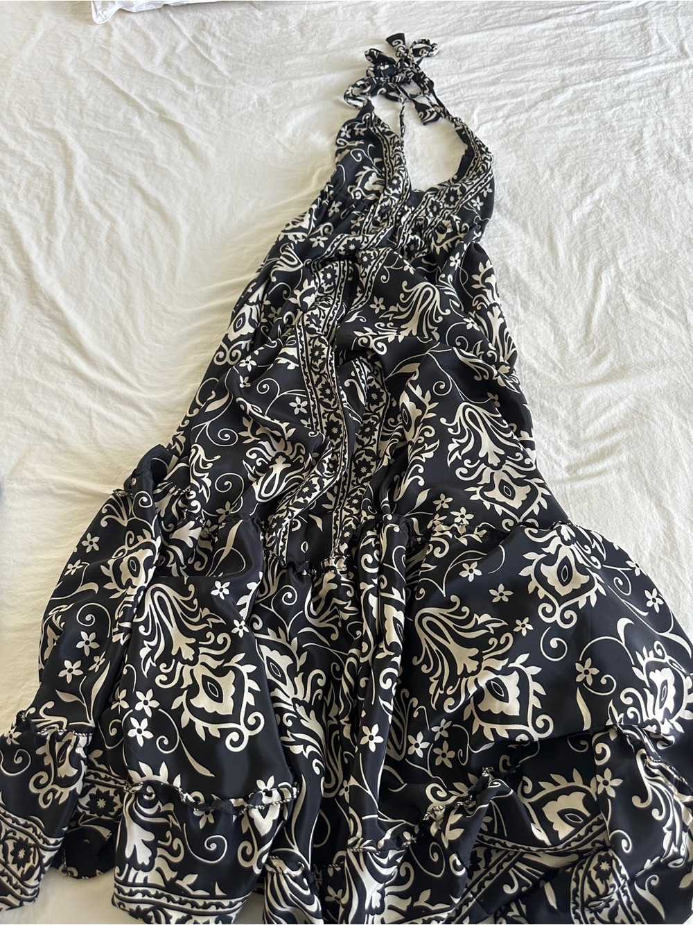 Black & White Halter Maxi Dress